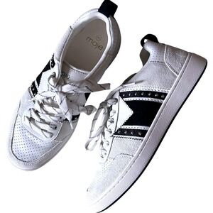 MAJE White Leather Star Studded Low-Top Sneakers NIB Size‎ FR40/US9.5